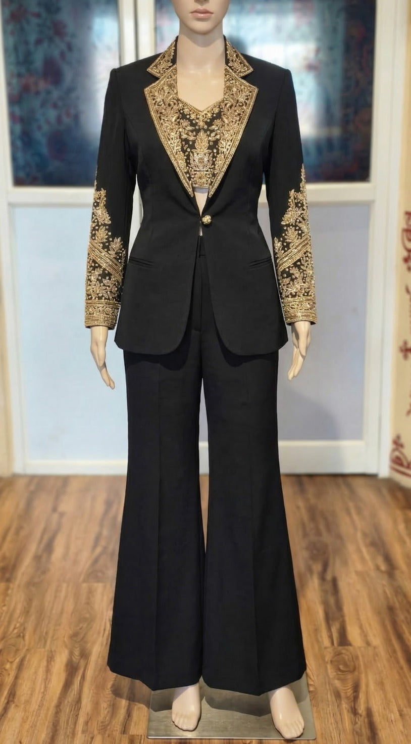 SITARA - Crop Top-Palazzo Pant and Blazer Set