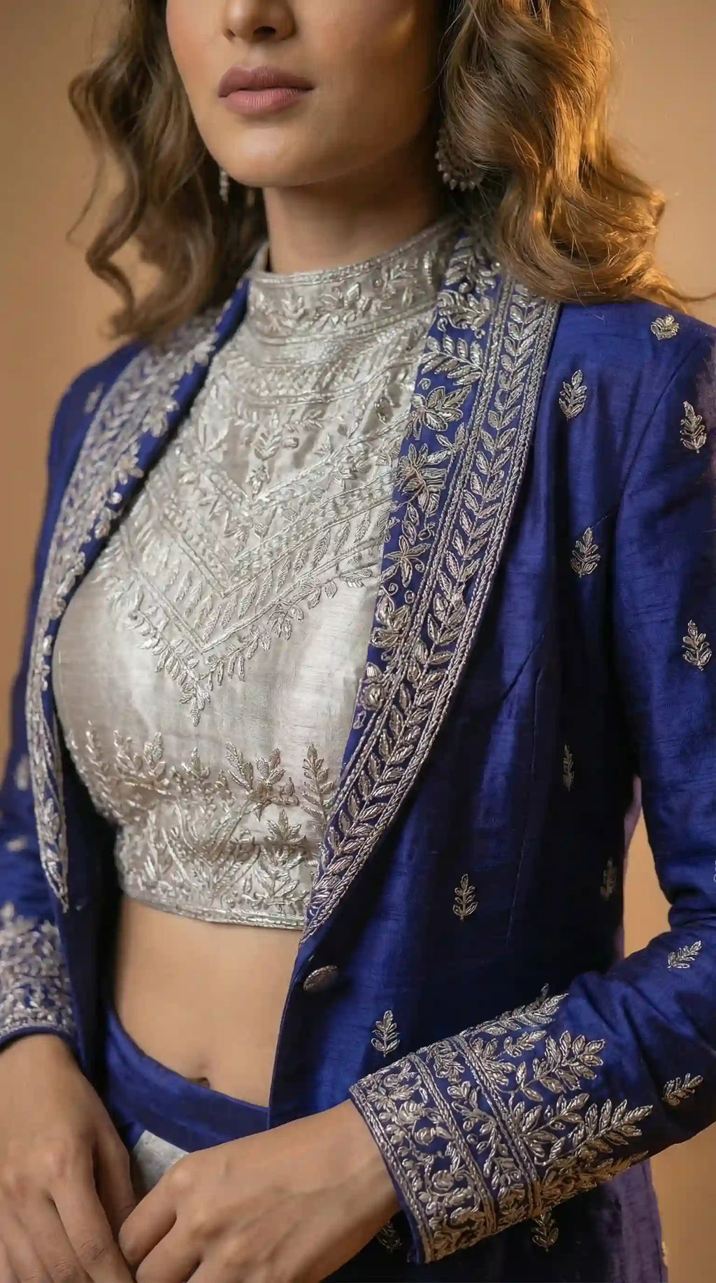 NEELA - Blouse Draped Skirt and Blazer Set