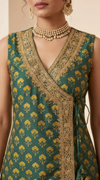 HEER - Ajrakh Modal Silk Zardosi Wrap Co-ord Set — thumbnail 2