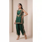 VANYA — Emerald Green Organza Silk Zardosi Tulip Pant Set — thumbnail 1