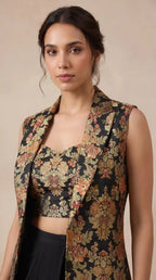 PANNA - Blouse-Draped Skirt and Jacket Set