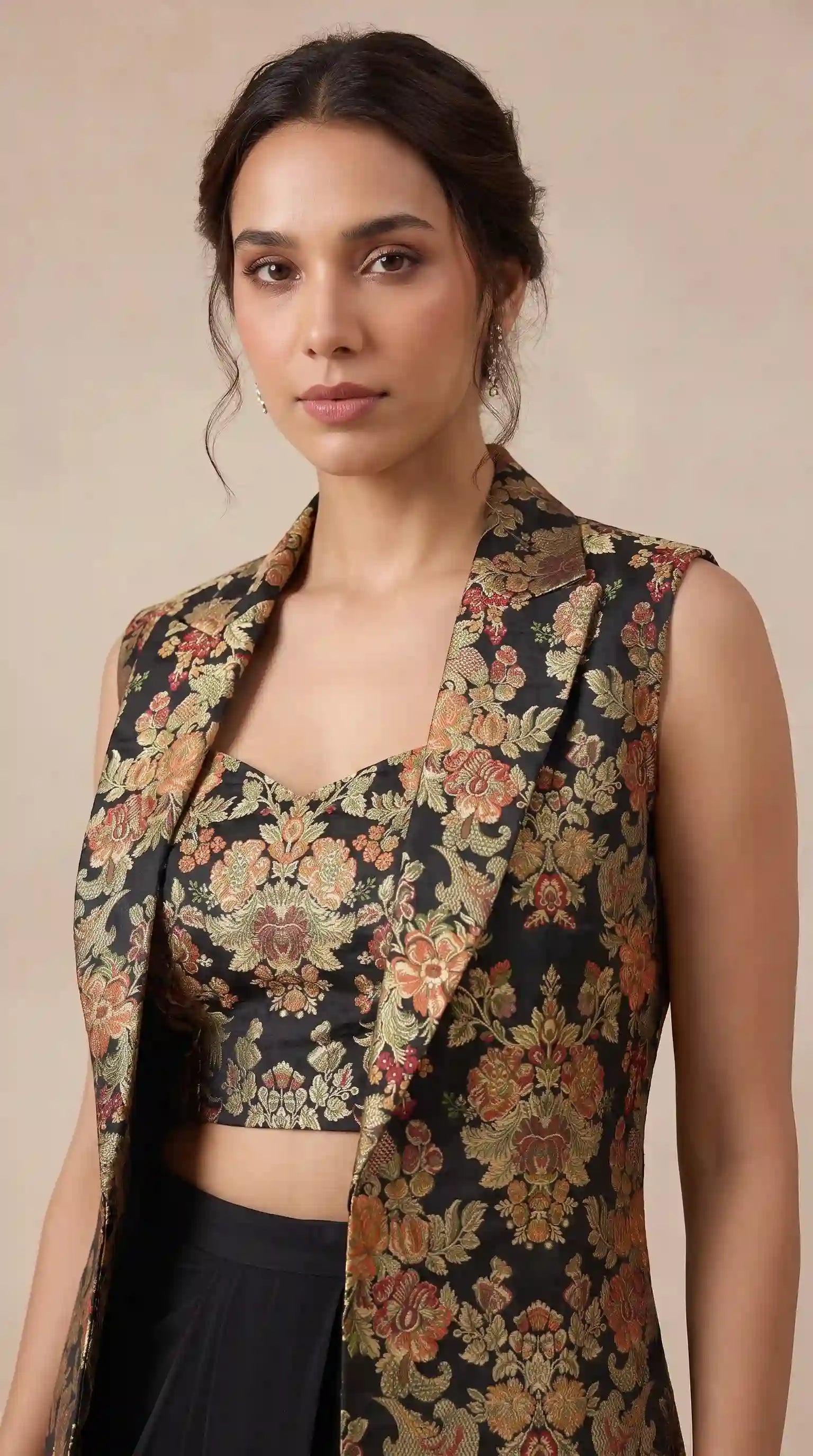 PANNA - Blouse-Draped Skirt and Jacket Set