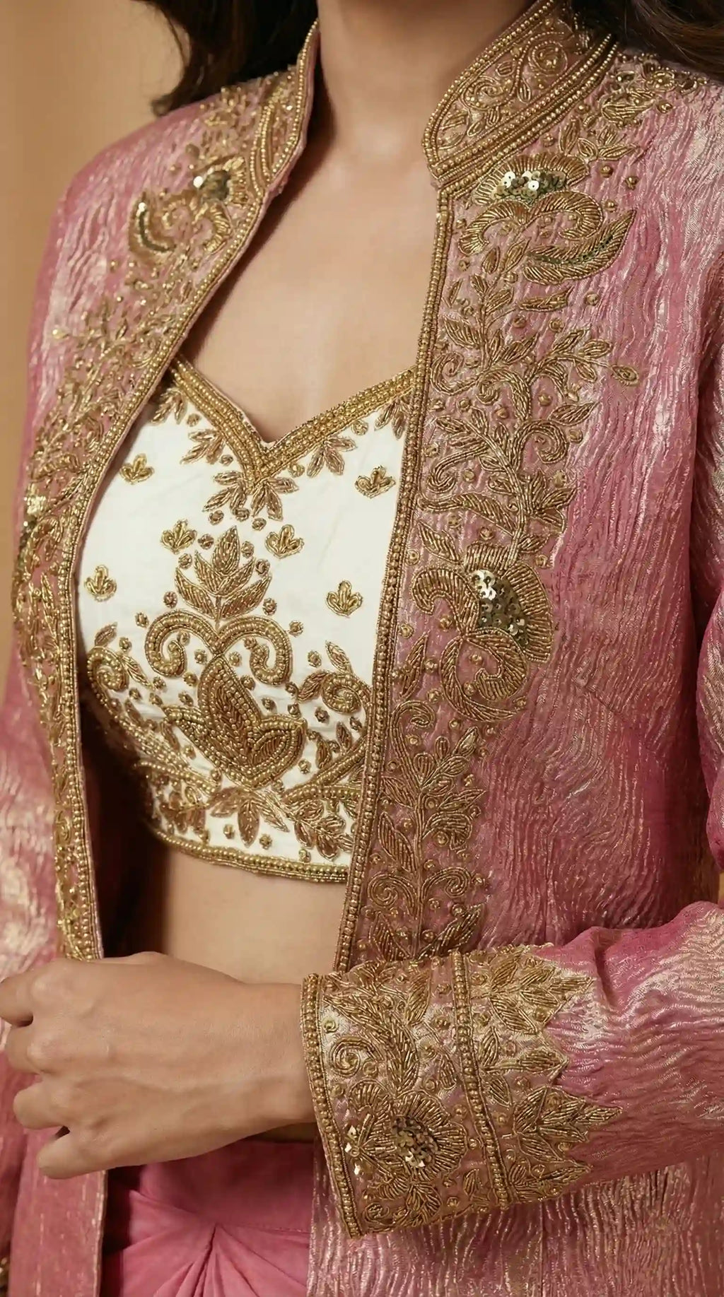 GULAABO - Blouse-Draped Skirt and Cape Set