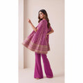 RANGIRA — Purple Bandhani Print Cape Top & Modal Silk Pant Set