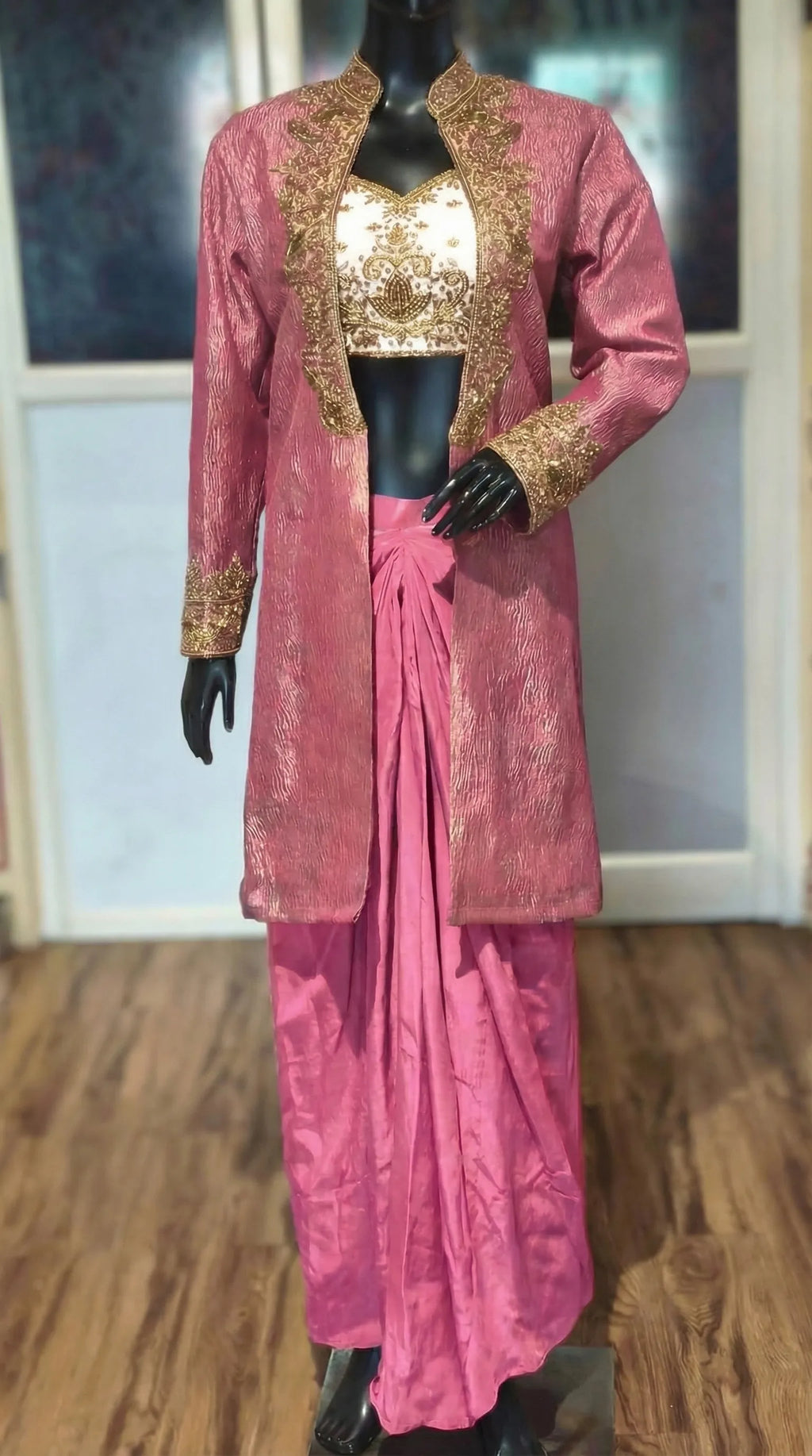 GULAABO - Blouse-Draped Skirt and Cape Set