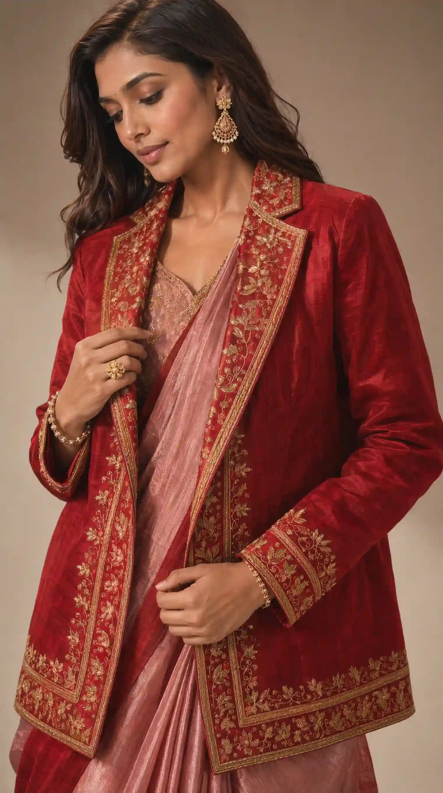 LAAL - Blouse, Saree and Blazer Set