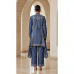 Blue Denim Tunic-Palazzo Set