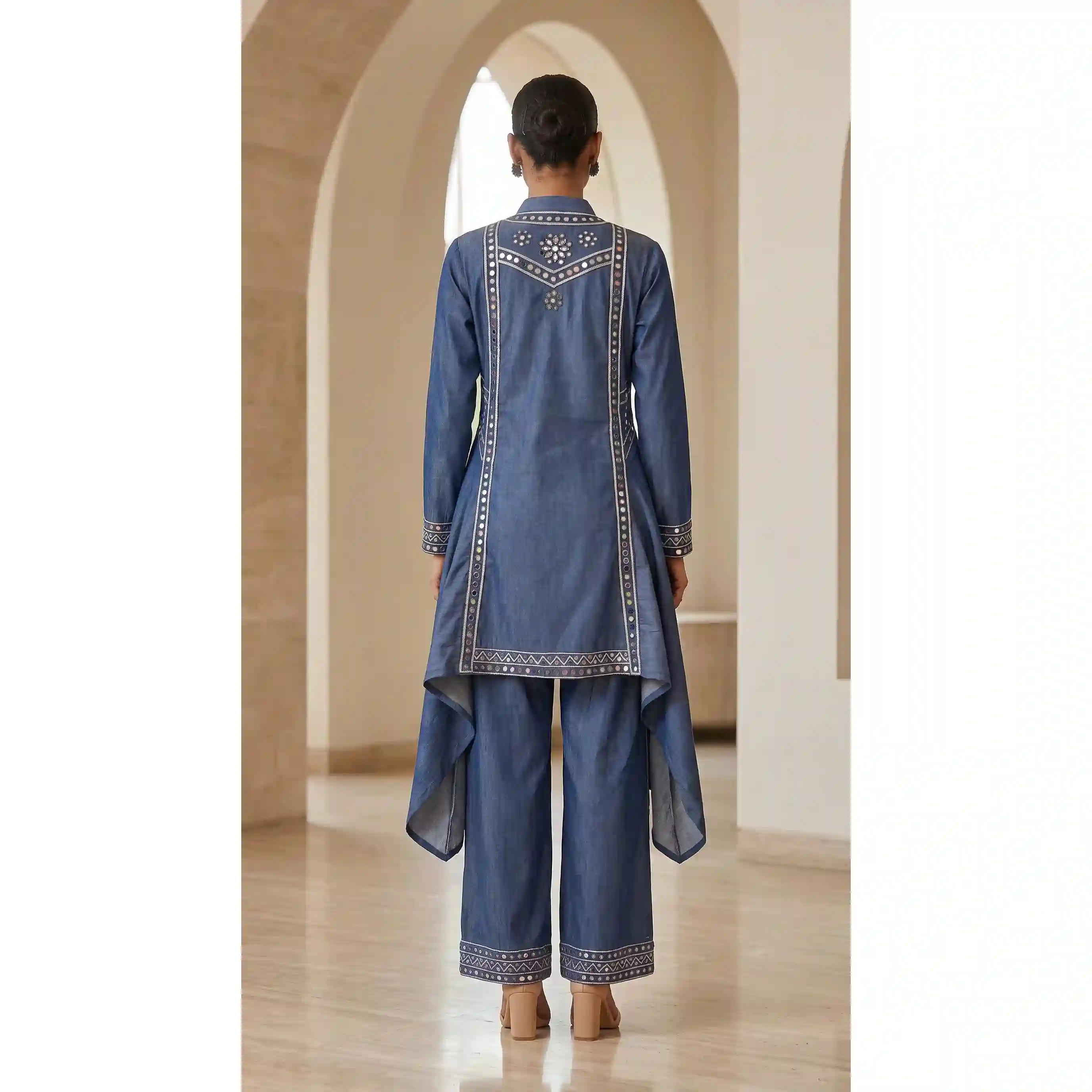 Blue Denim Tunic-Palazzo Set