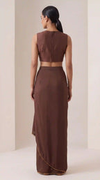 Mukta pearl work blouse and draped skirt — back view — thumbnail 6