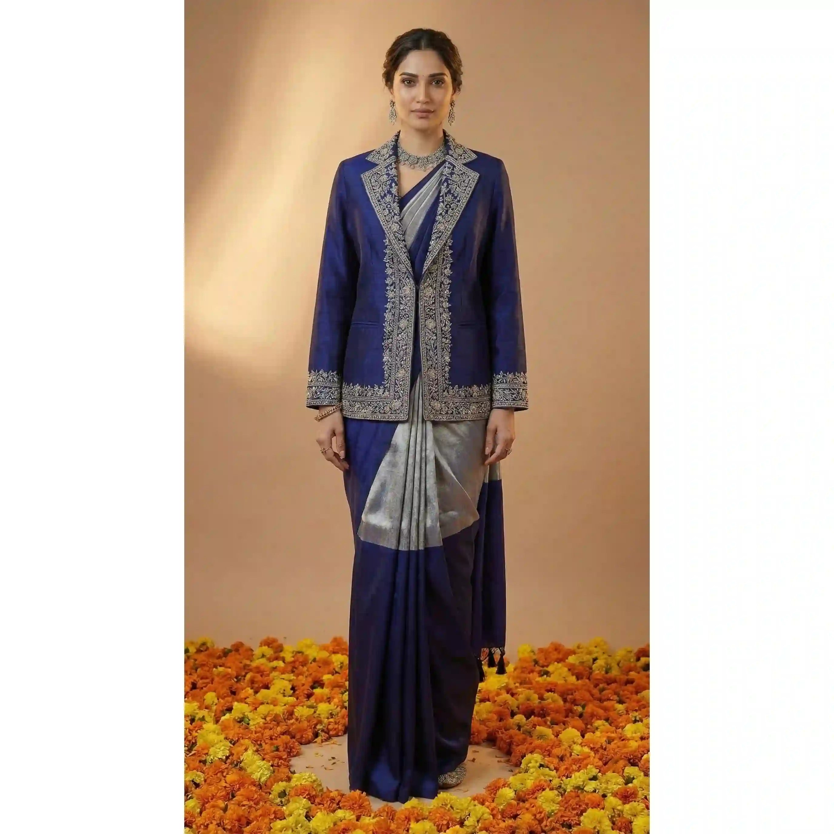 SHYAAM - Blouse, Saree and Blazer Set