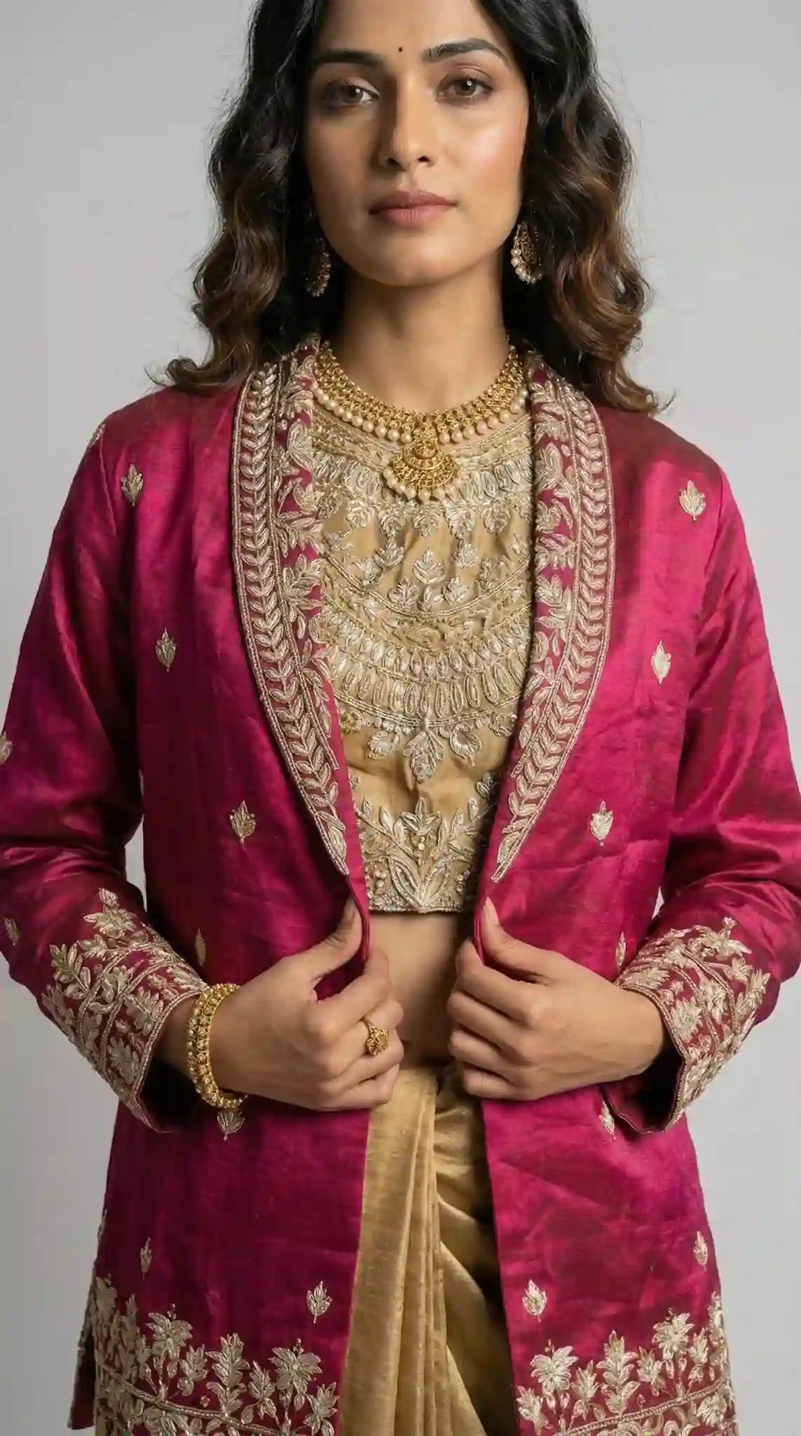 RIVA - Blouse Draped Skirt and Blazer Set