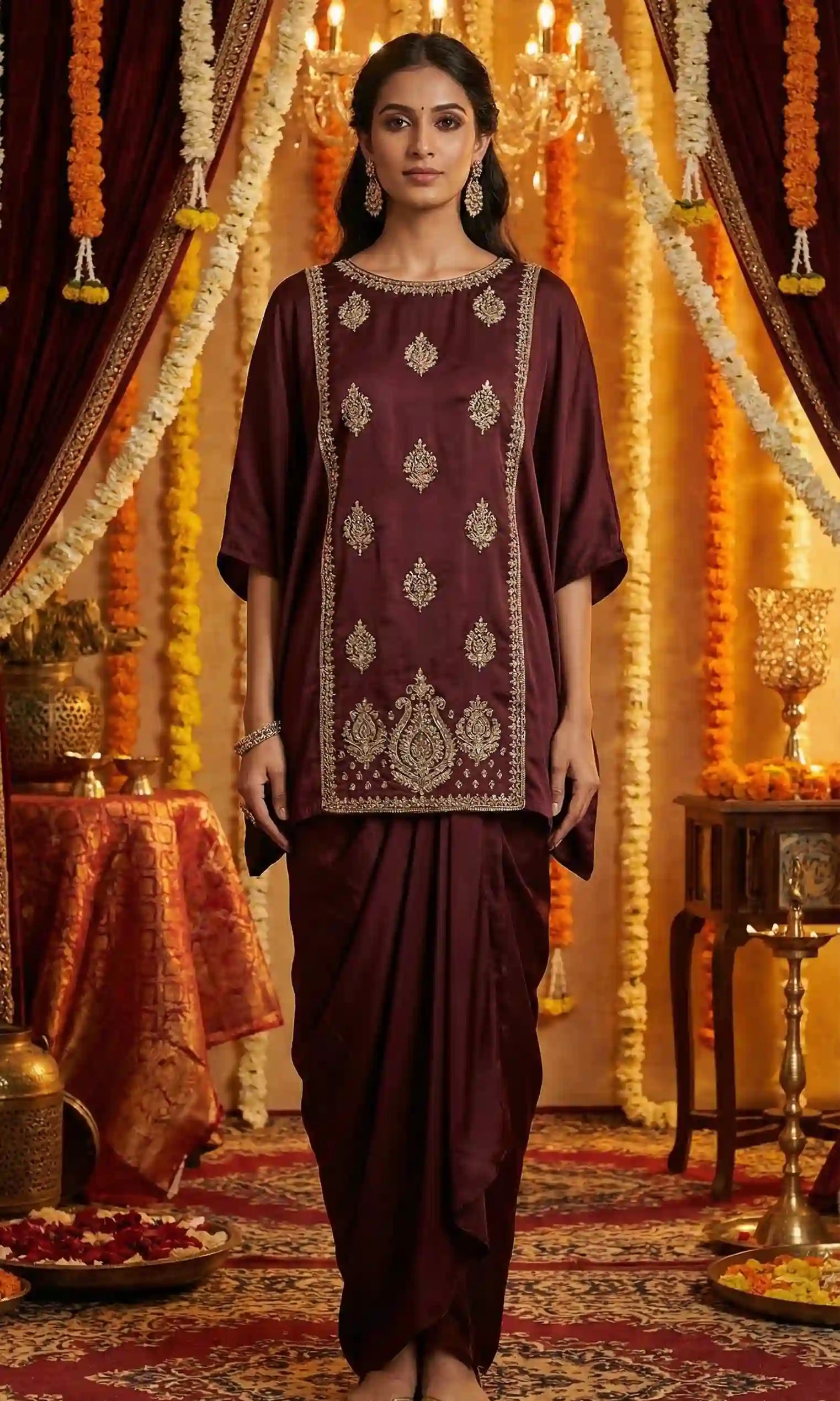 AABHA - Kaftan Draped Skirt Set