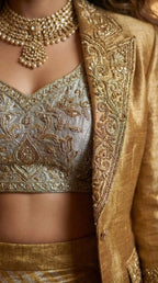 SWARNA - Blouse Draped Skirt and Blazer Set