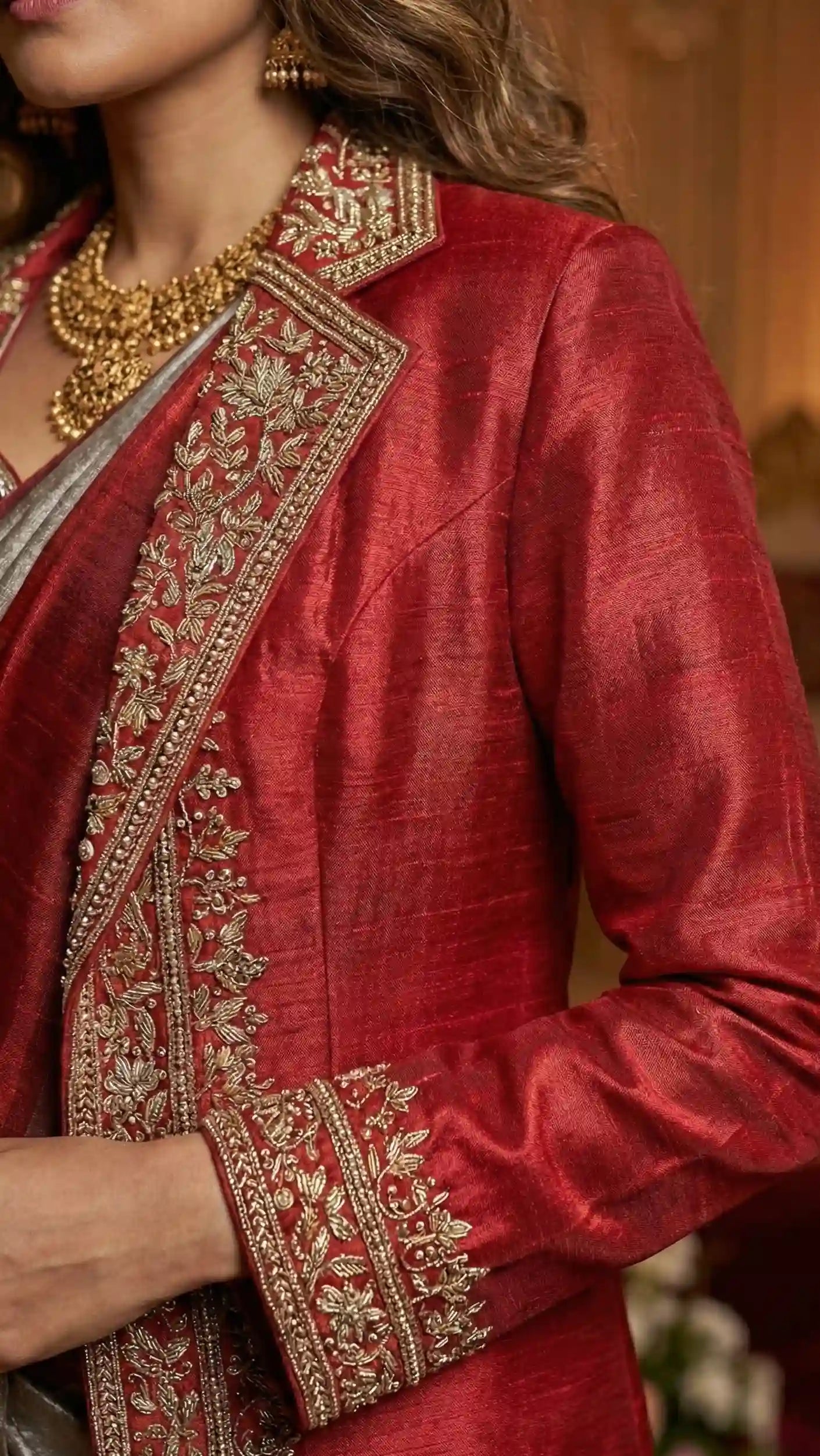 LAAL - Blouse, Saree and Blazer Set