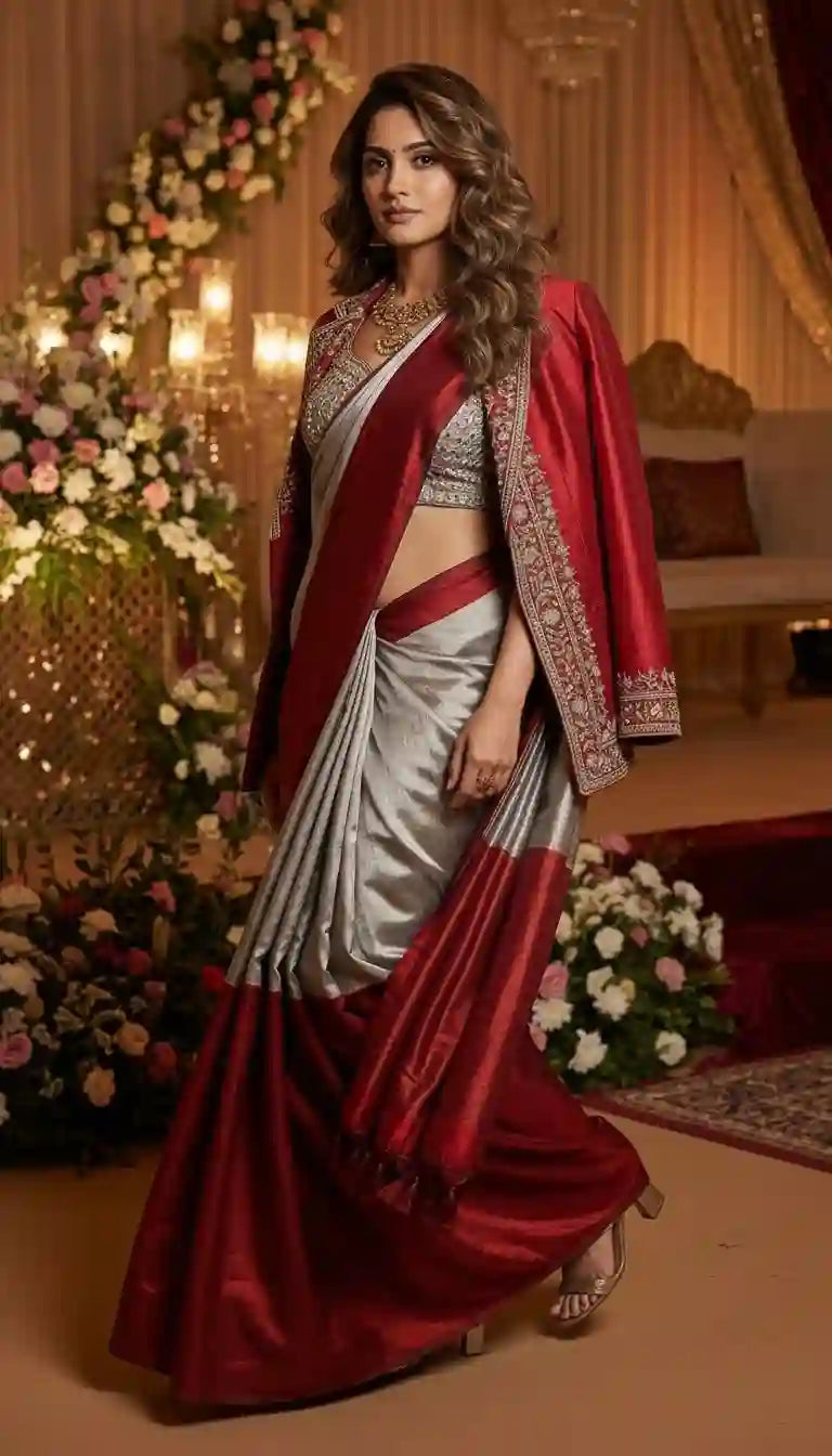 LAAL - Blouse, Saree and Blazer Set