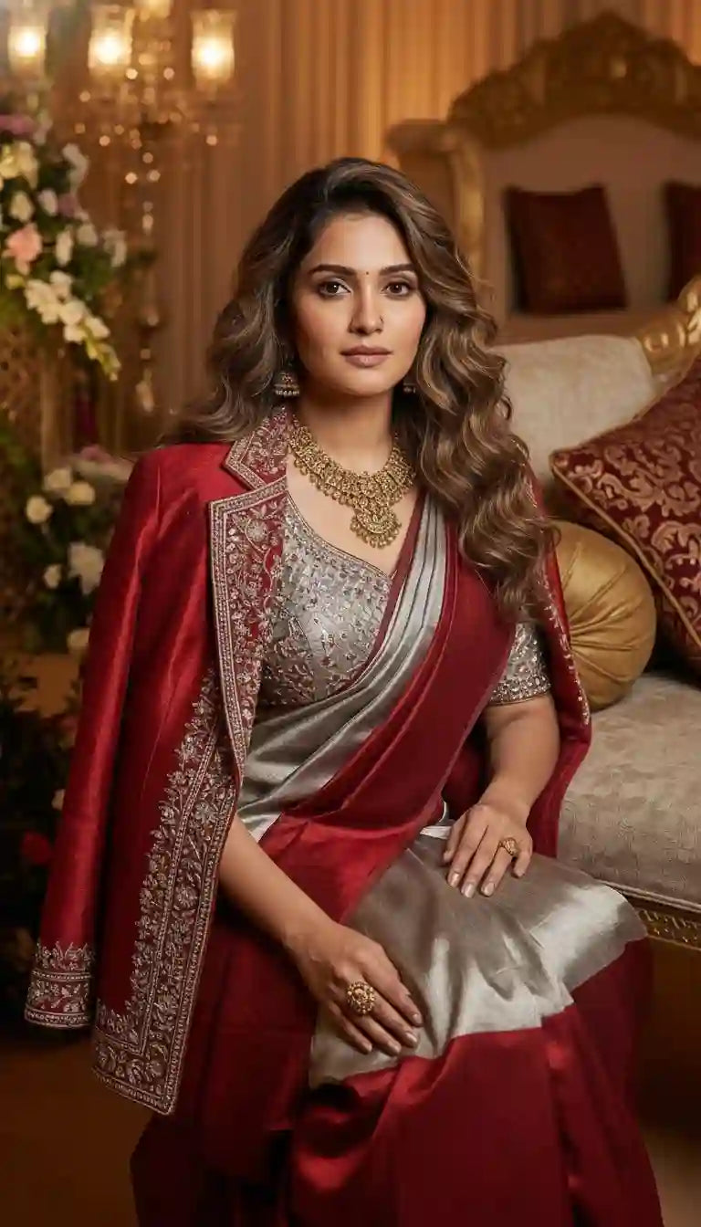 LAAL - Blouse, Saree and Blazer Set