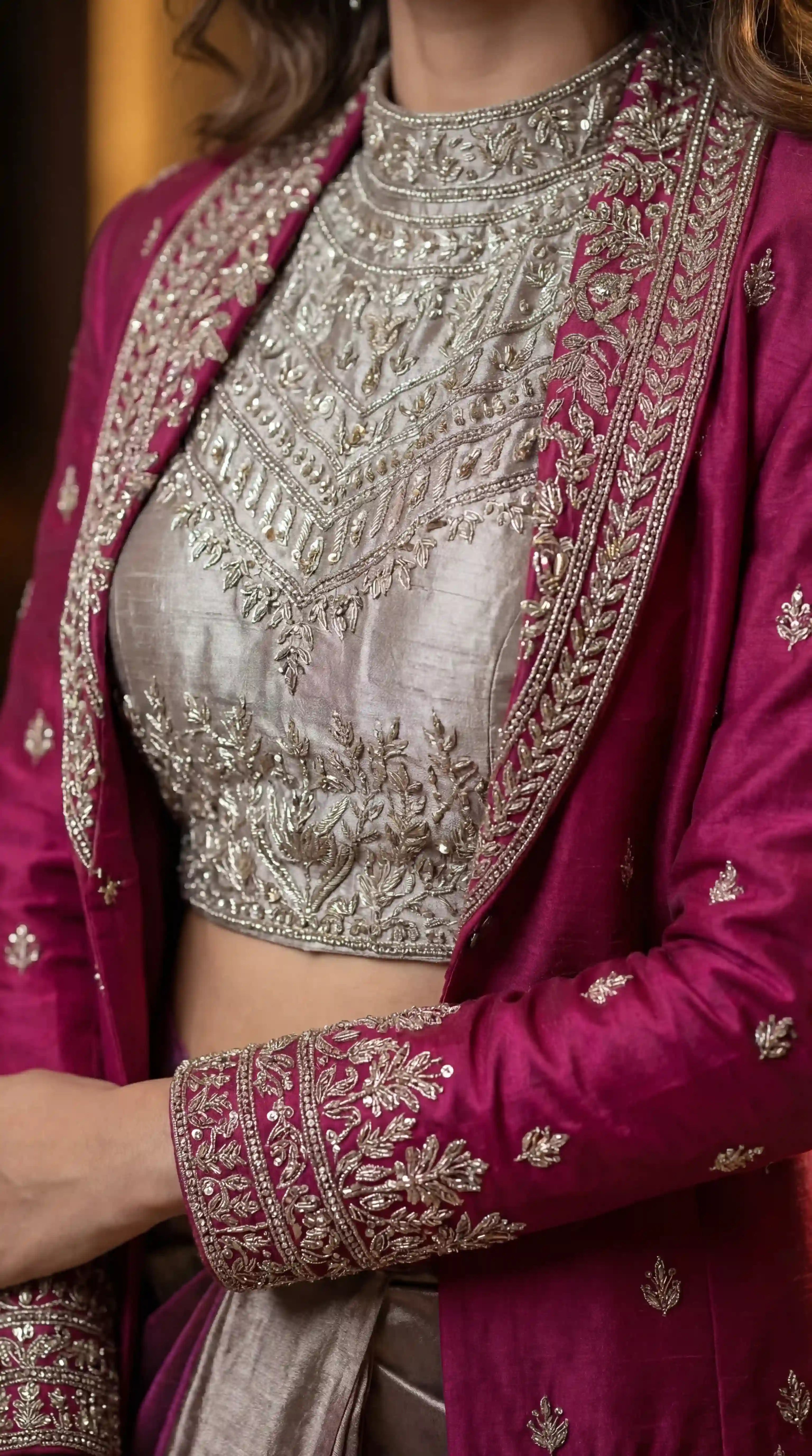 RANI - Blouse Draped Skirt and Blazer Set