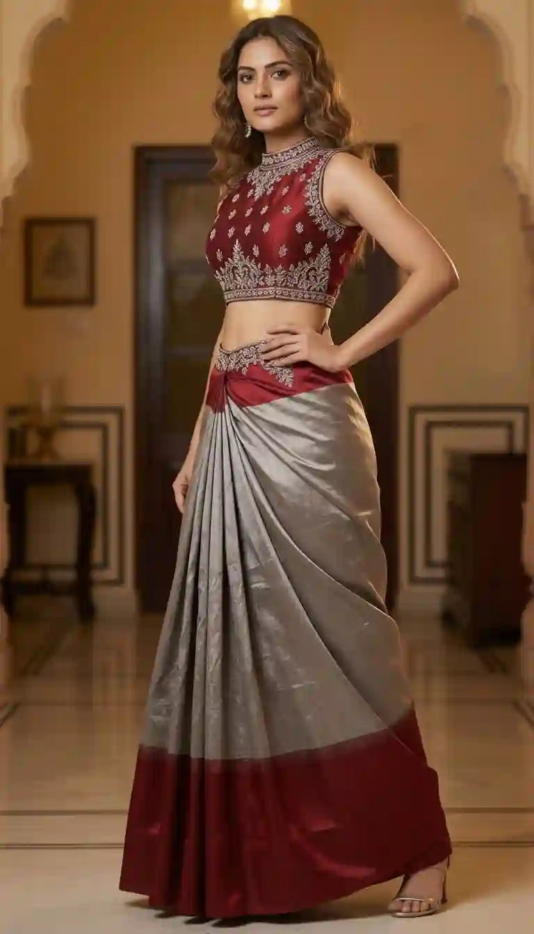 ADA - Crop top with Draped Skirt