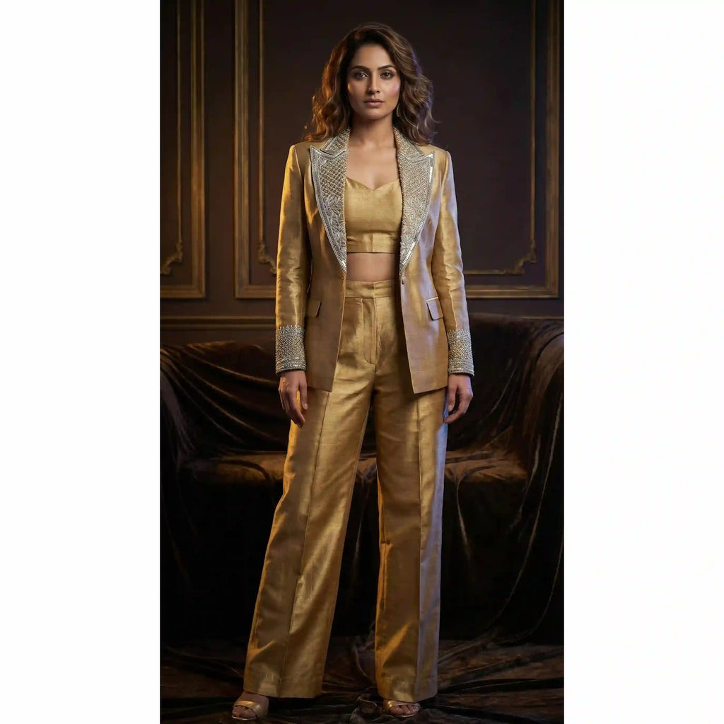 SONA - Blouse, Pant and Blazer Set