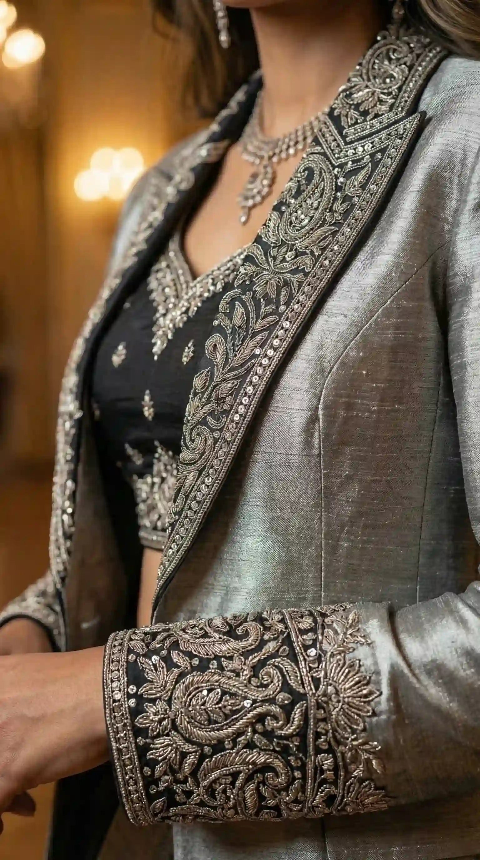 CHANDNI RAAT - Blouse, Draped Skirt and Blazer Set