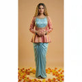 BANDHAN - Peplum Top-Draped Skirt Set
