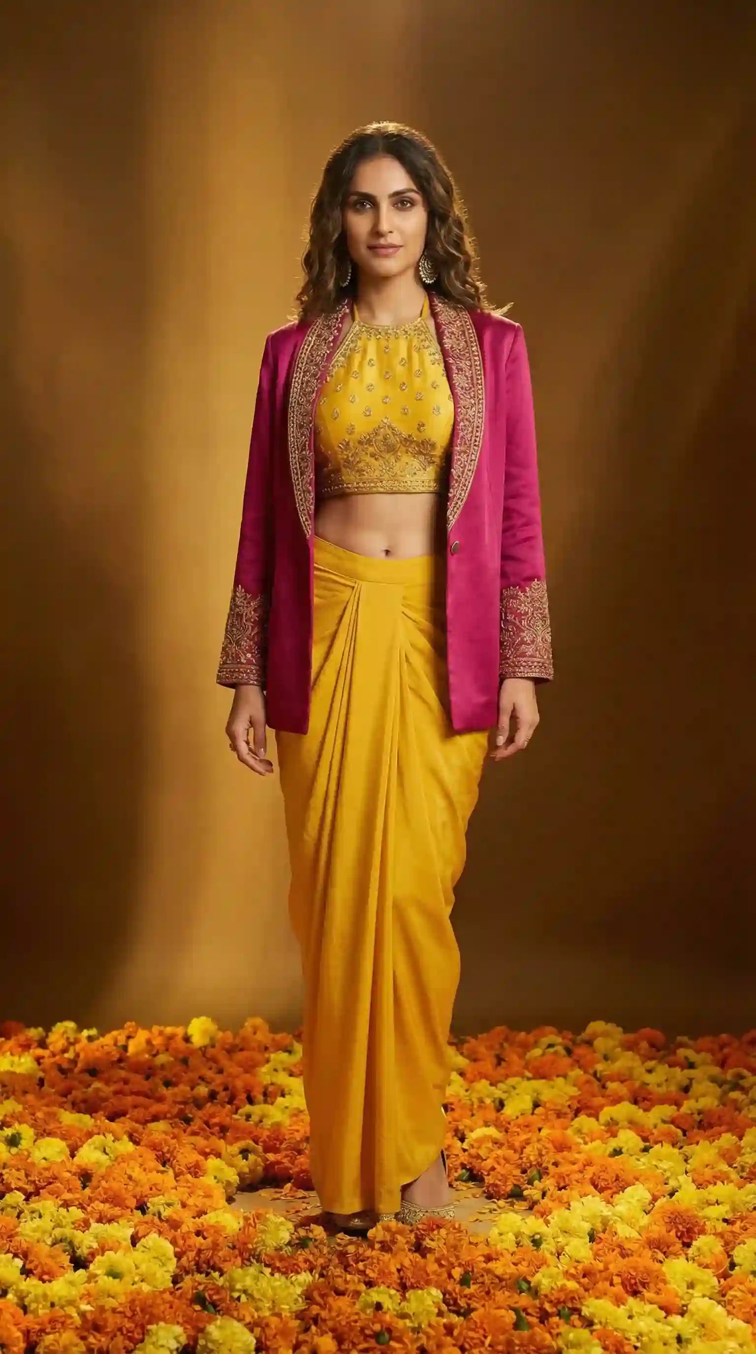 GULDASTA - Halter Top-Skirt and Blazer Set