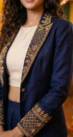 TARANG - Crop Top-Dhoti Set with Blazer