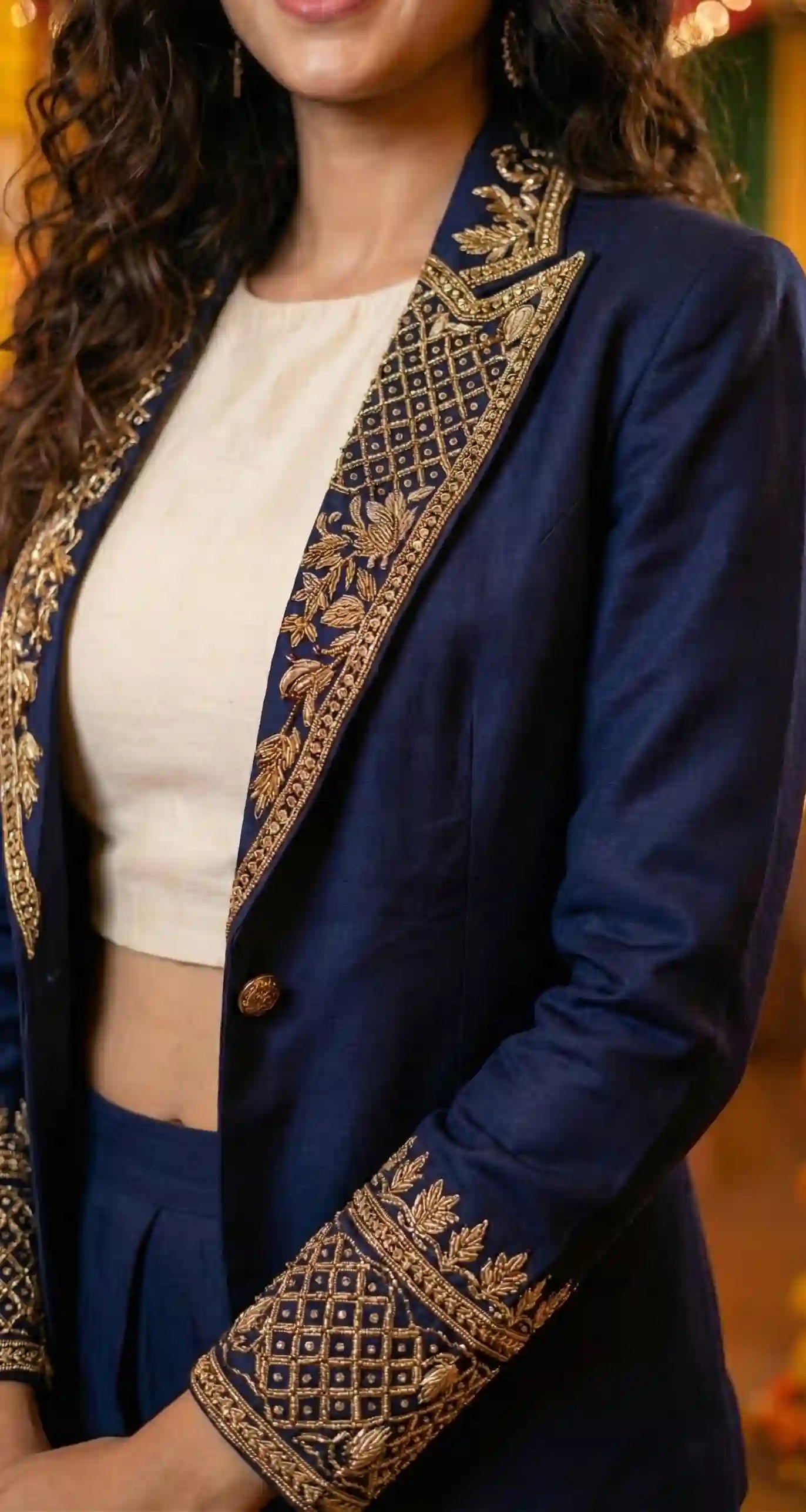 TARANG - Crop Top-Dhoti Set with Blazer