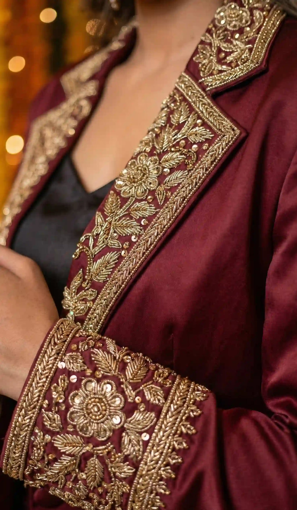 SUTRA - Crop Top-Draped Skirt Set with Blazer