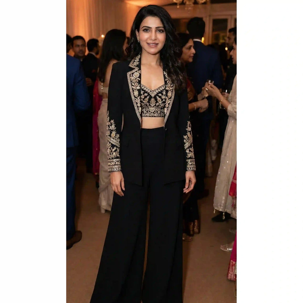 SITARA - Crop Top-Pant and Blazer Set