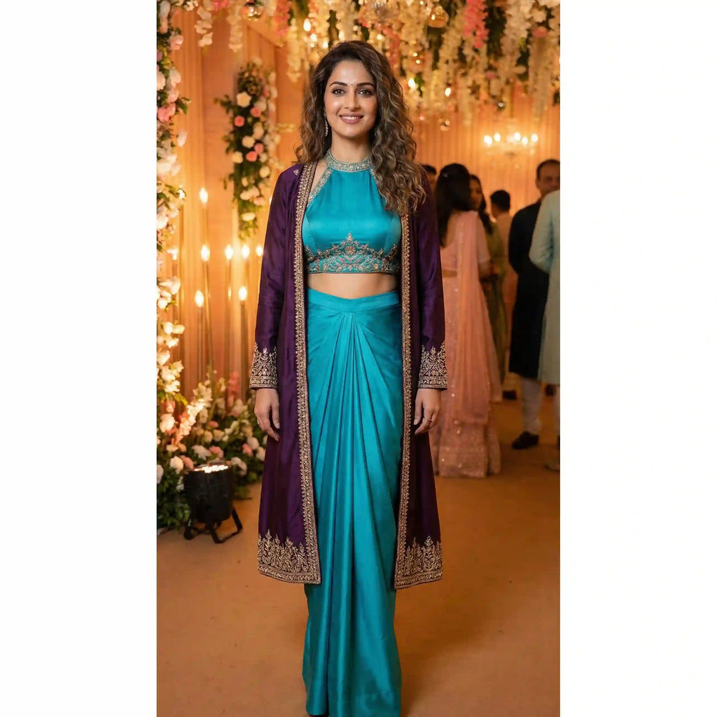 NOOR - Halter Top-Skirt and Blazer Set