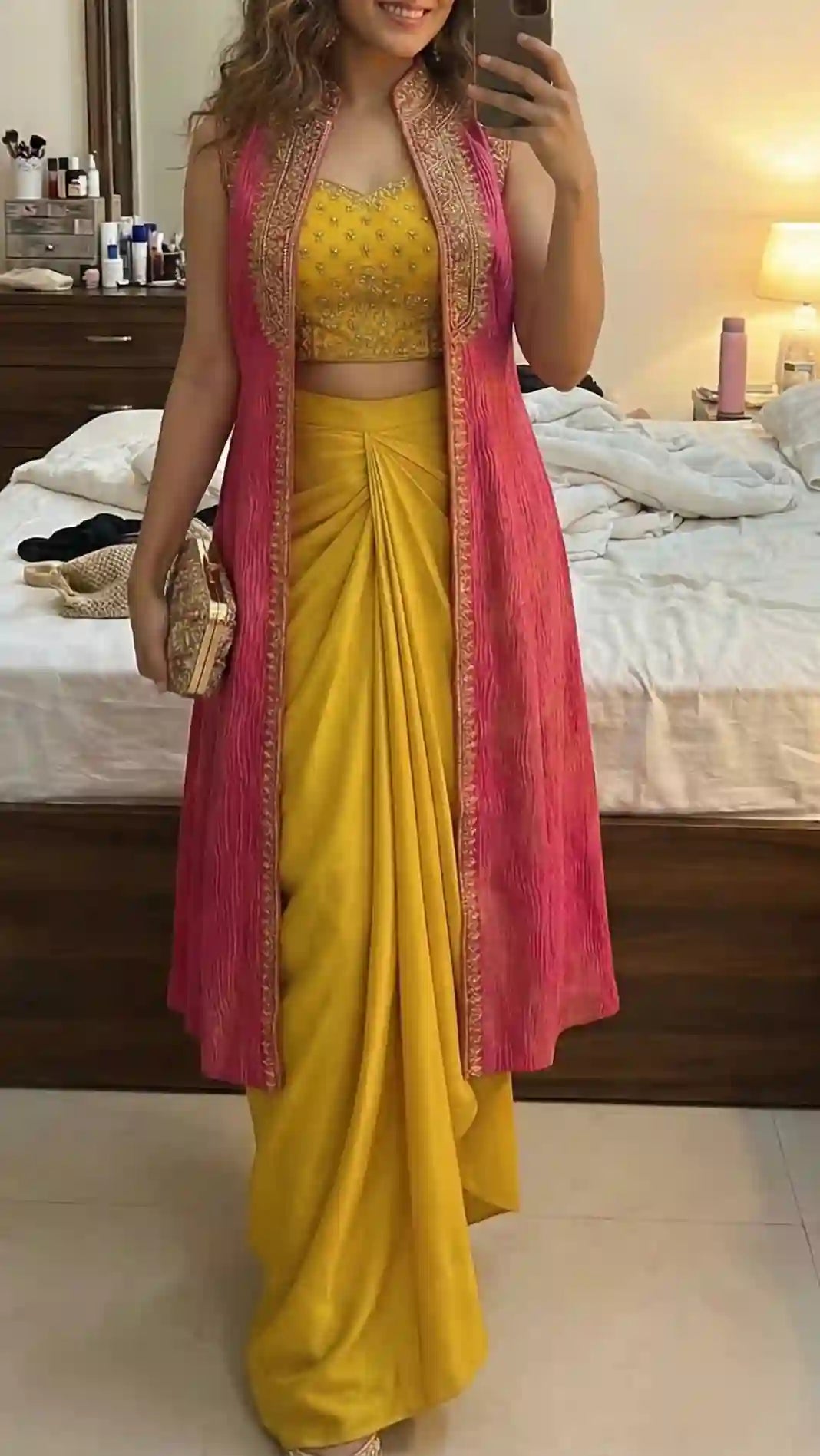 NYRA - Blouse-Draped Skirt and Cape Set