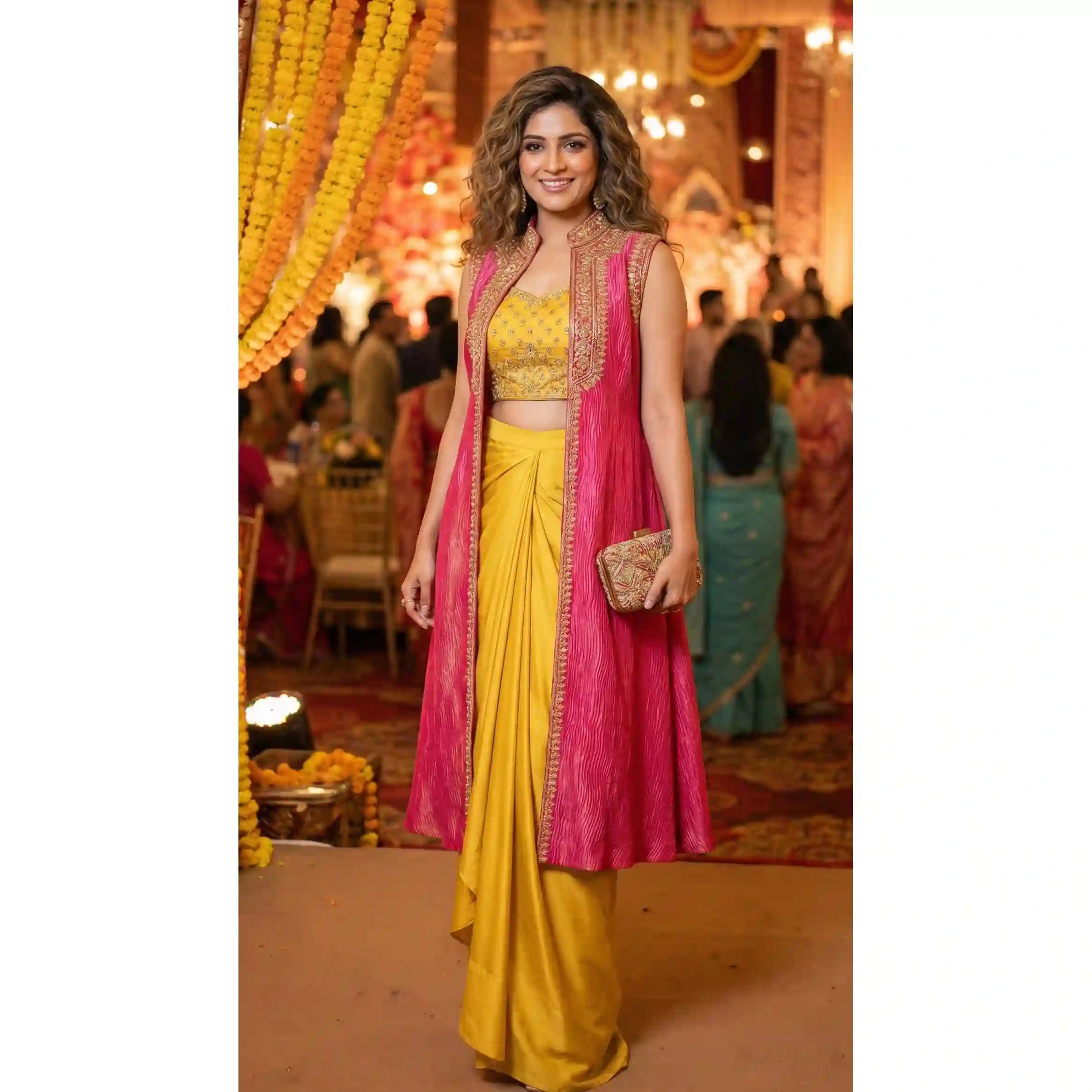 NYRA - Blouse-Draped Skirt and Cape Set