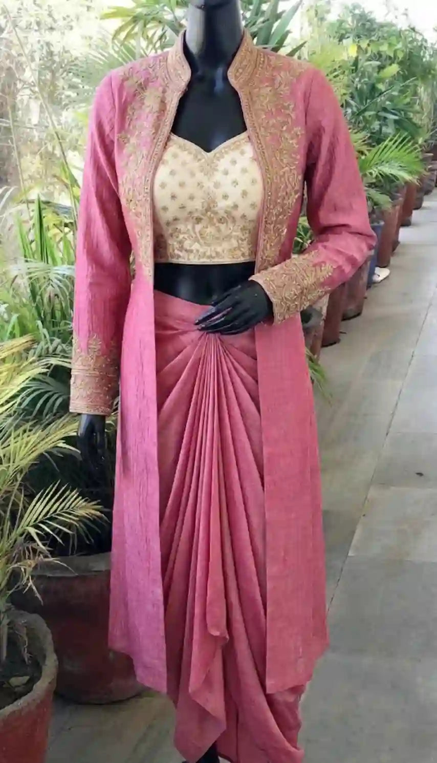 LILA - Blouse-Draped Skirt and Cape Set