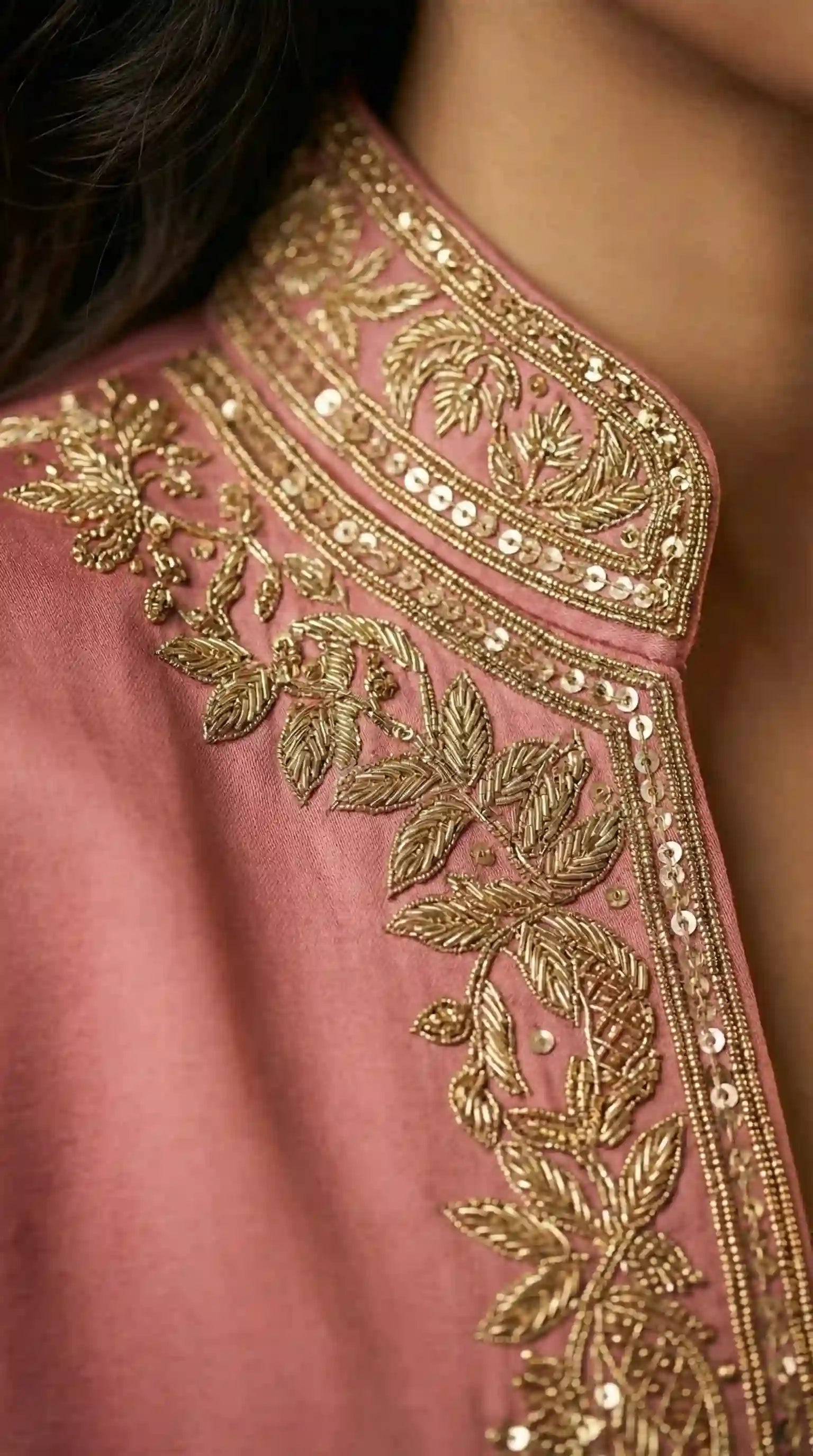 Pink Modal Silk Zardosi Work Blazer