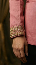 Pink Modal Silk Zardosi Work Blazer