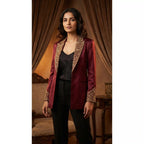 Maroon Modal Silk Zardosi Work Blazer