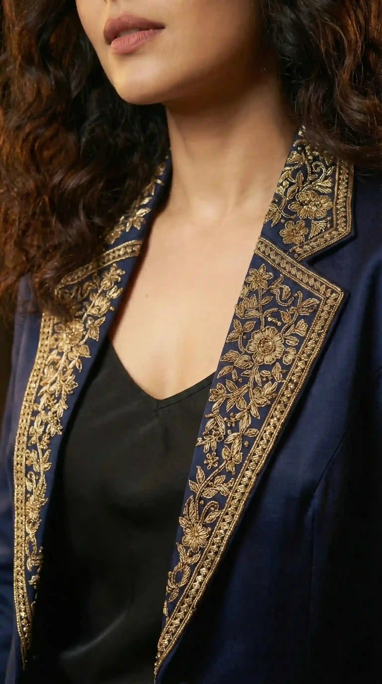 Blue Modal Silk Zardosi Work Blazer