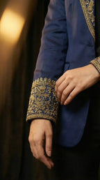 Blue Modal Silk Zardosi Work Blazer
