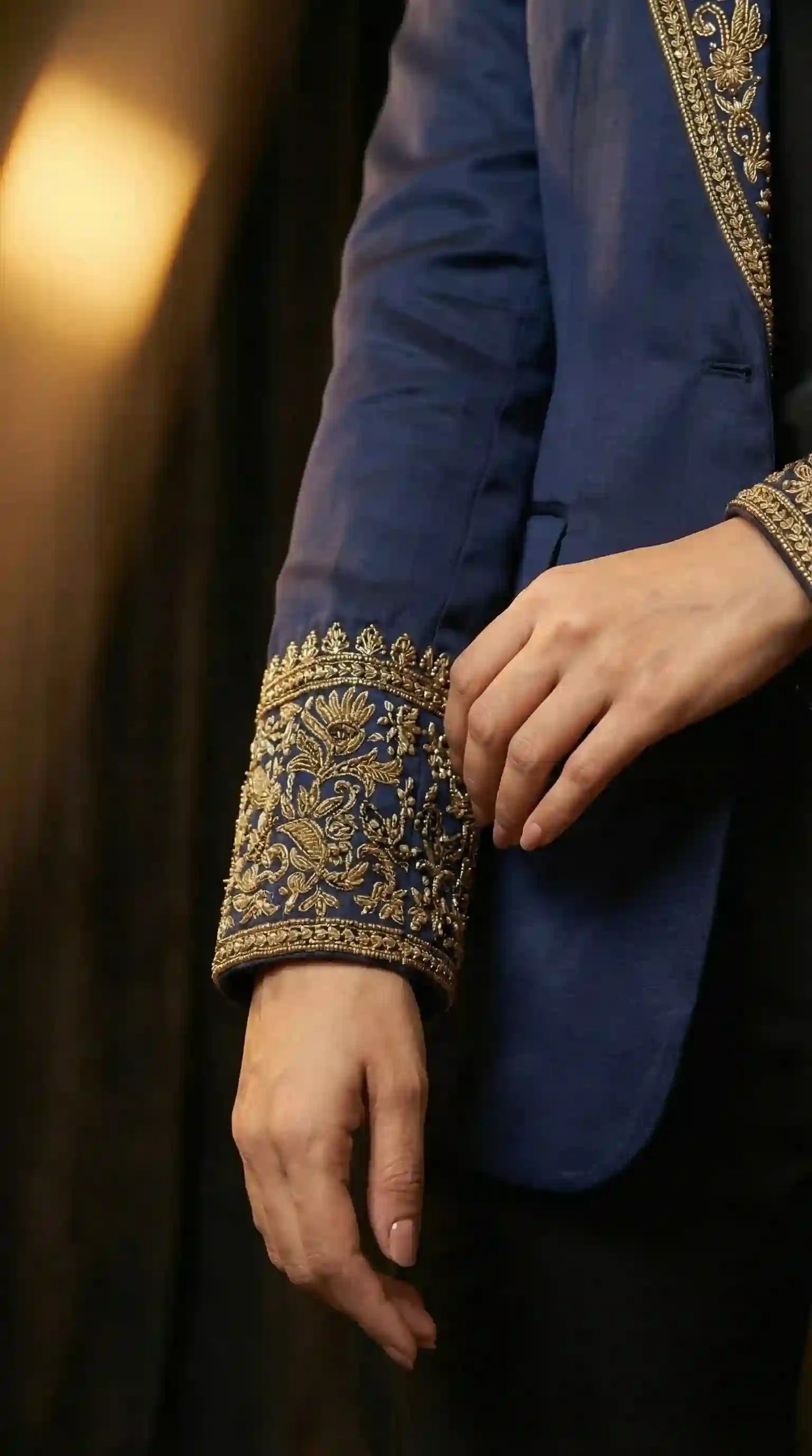 Blue Modal Silk Zardosi Work Blazer