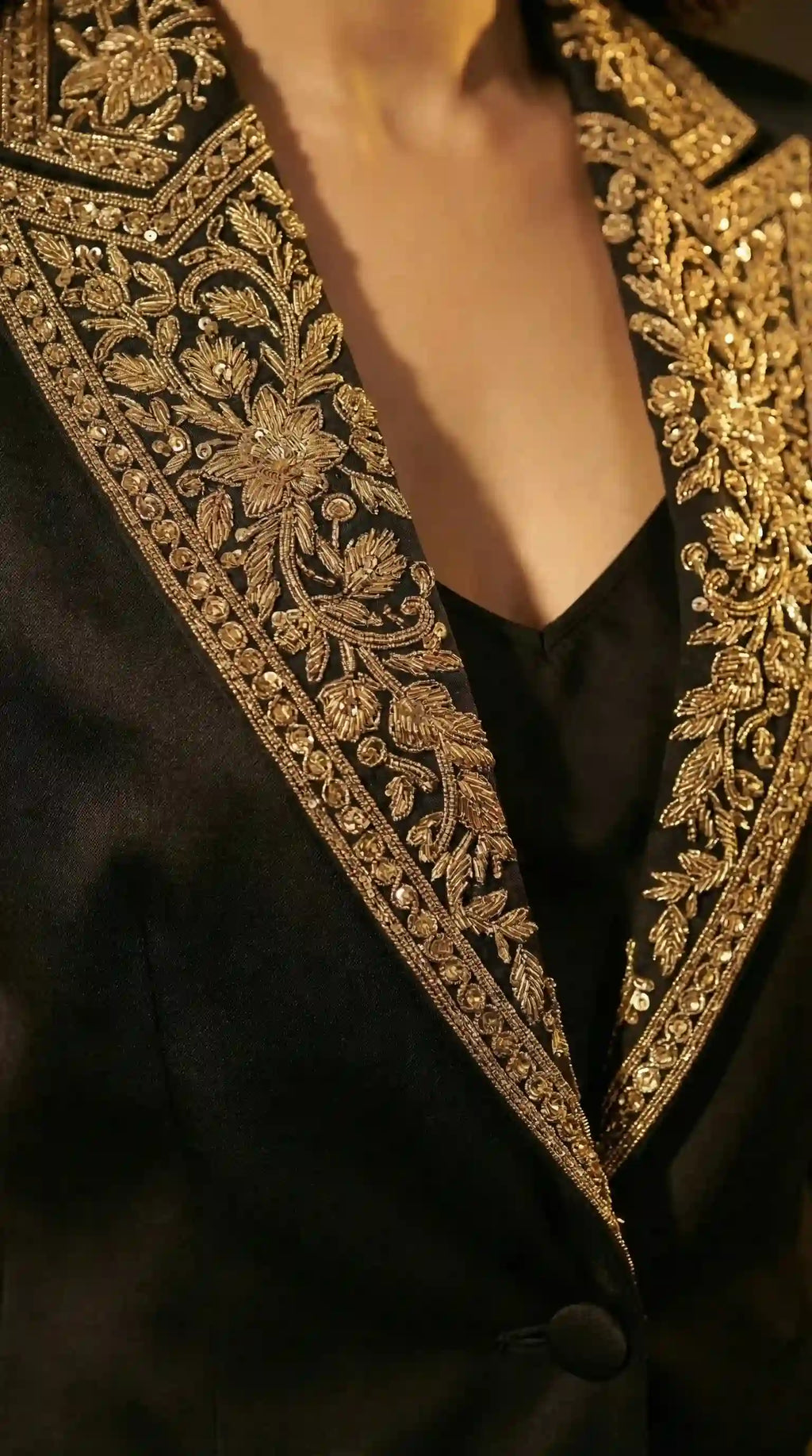 Black Modal Silk Zardosi Work Blazer