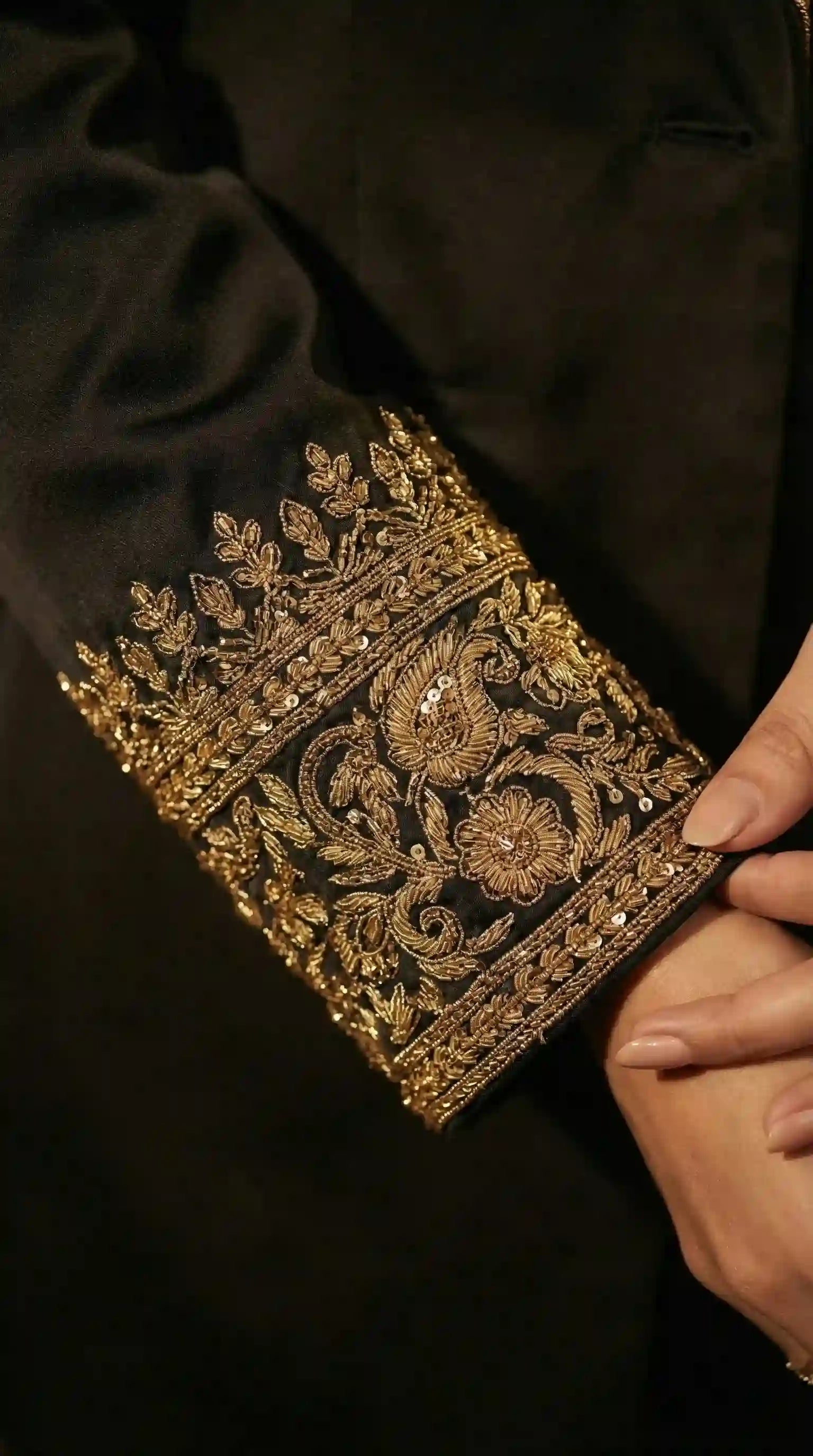 Black Modal Silk Zardosi Work Blazer