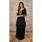 Black Maheshwari Silk Zardosi Work Set