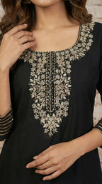 Black Maheshwari Silk Zardosi Work Set