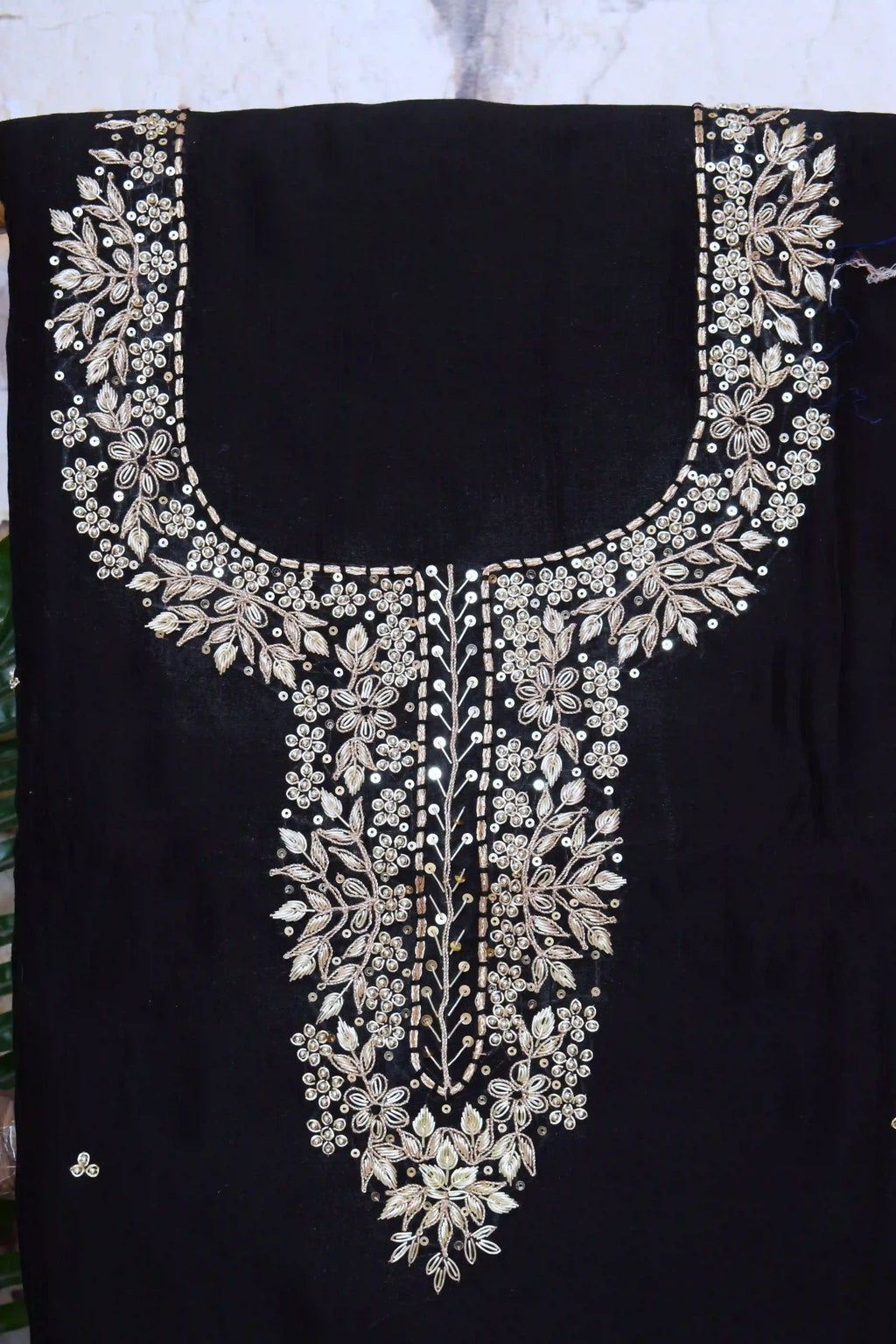 Black Maheshwari Silk Zardosi Work Set