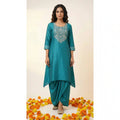 Firozi Maheshwari Silk Zardosi Work Set