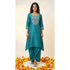 Firozi Maheshwari Silk Zardosi Work Set