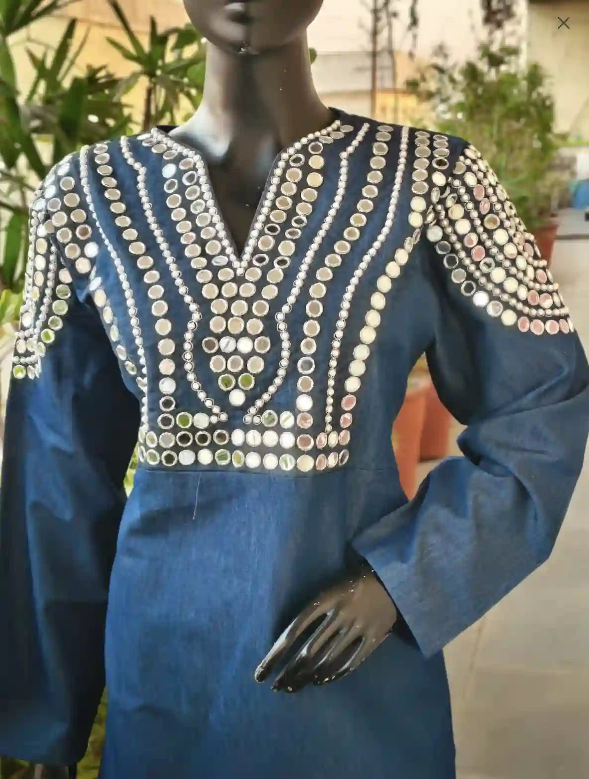 Blue Denim Peplum top Dhoti Set