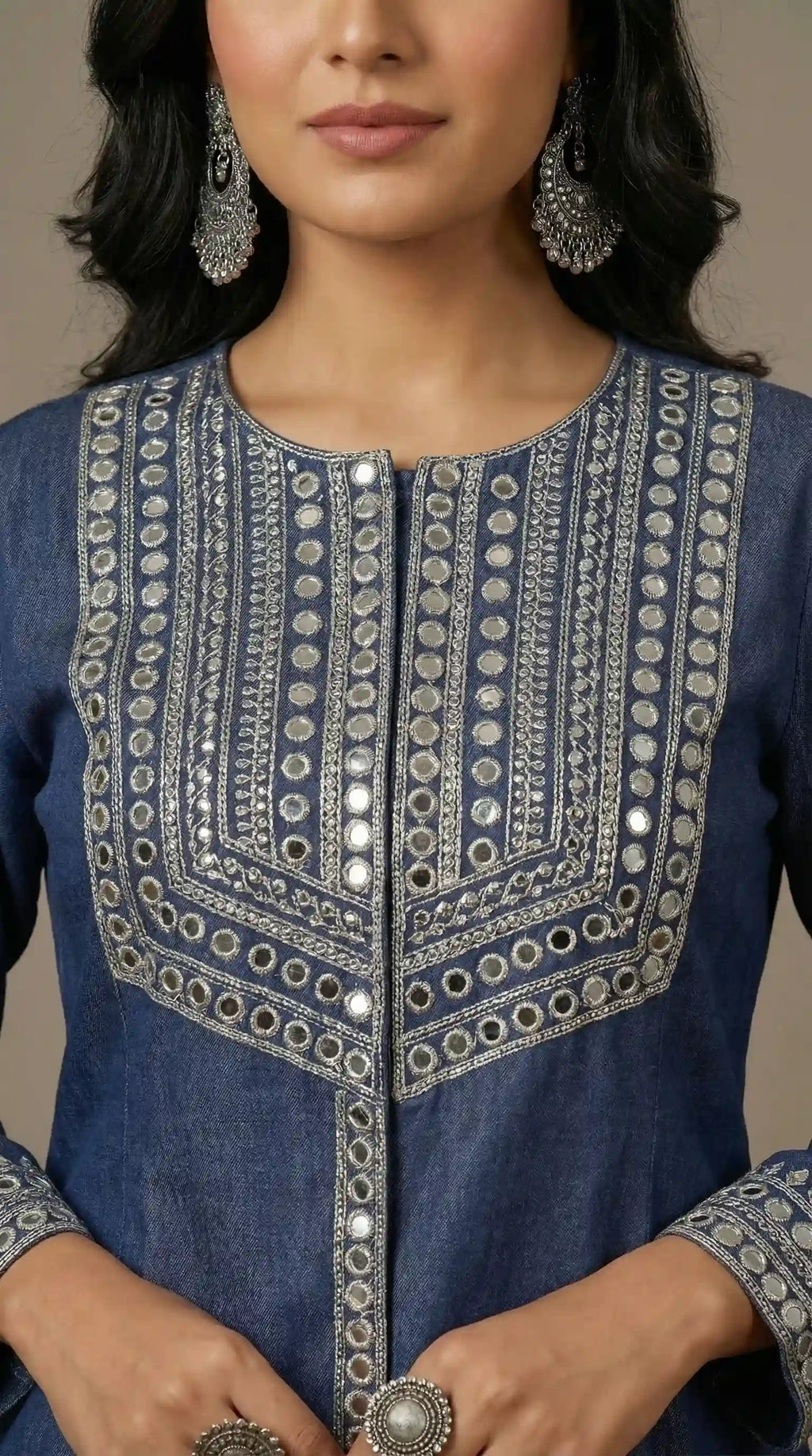 Blue Denim Top Pant Set