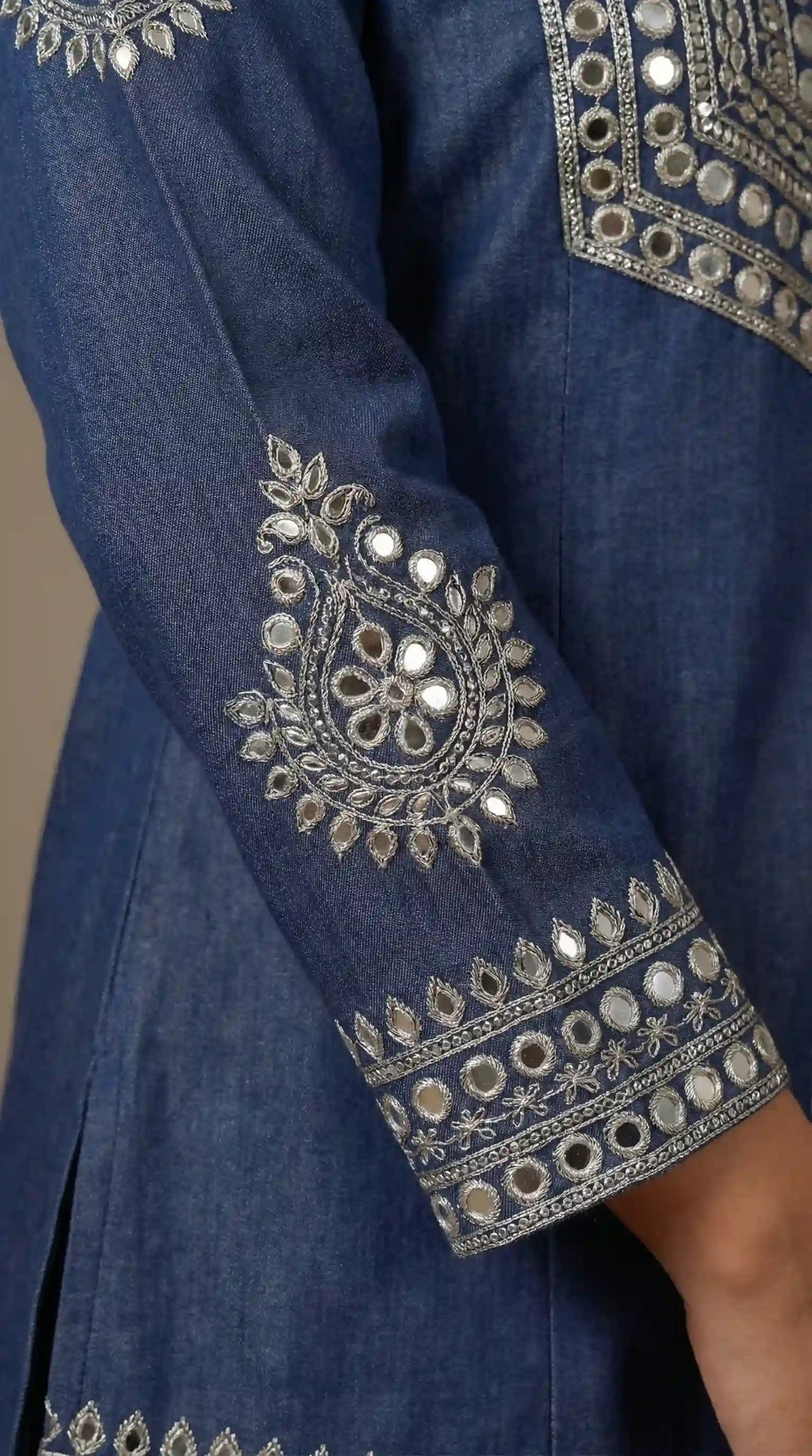 Blue Denim Top Pant Set